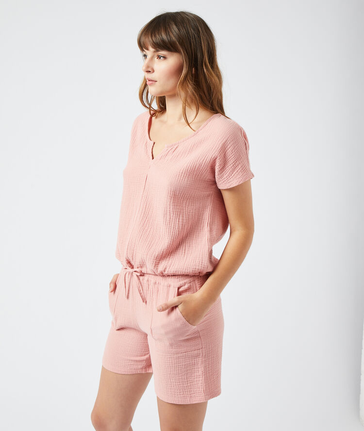 Top de algodón rosa.