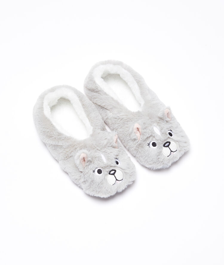 Zapatillas peludas perro c.gris.