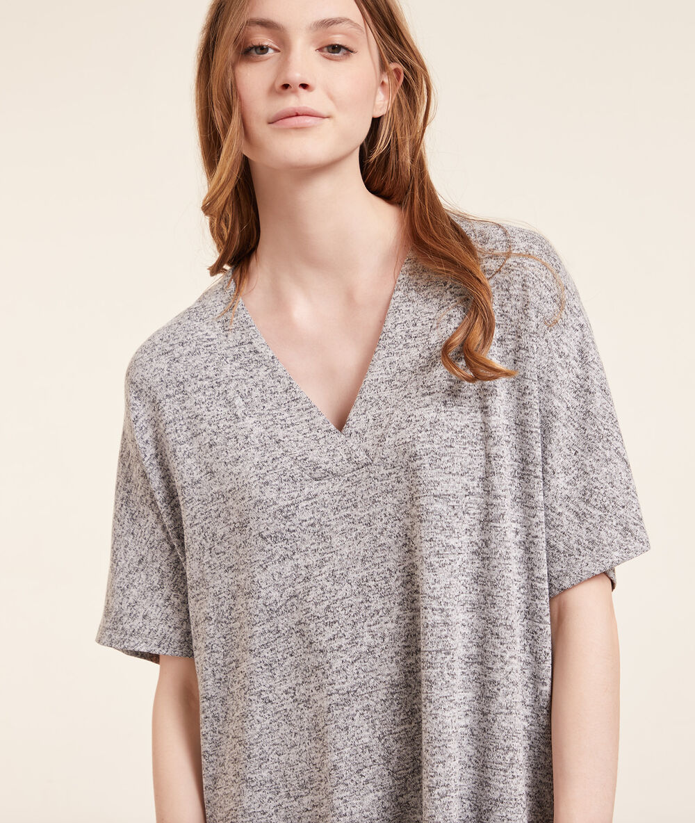 Camisón holgado, escote en v c.gris.