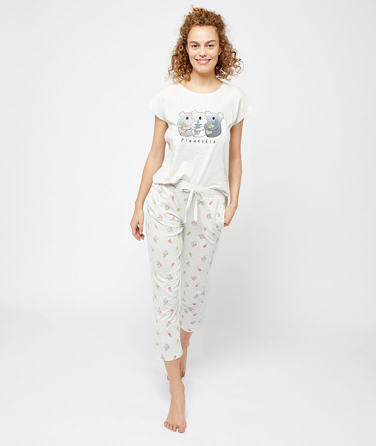 Pantalón 7/8 estampado koalas crudo.