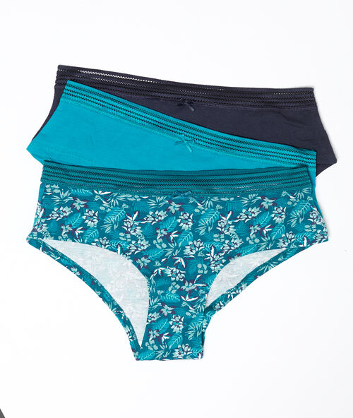 Lote de 3 culotes de algod&oacute;n turquesa.