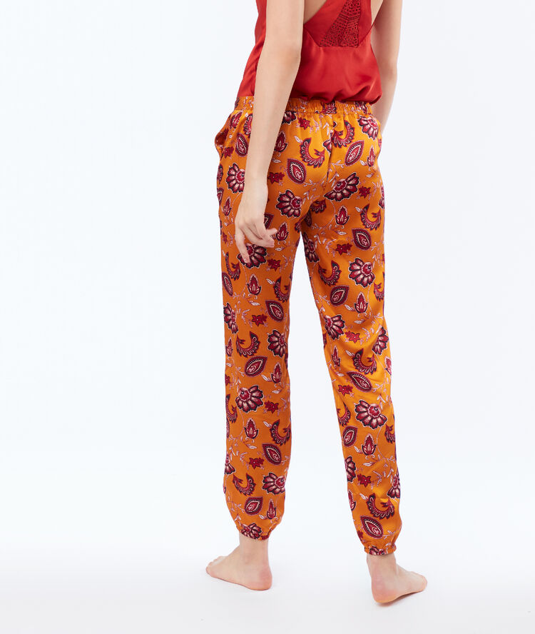 Pantalón satén estampado cachemira c.ocre.