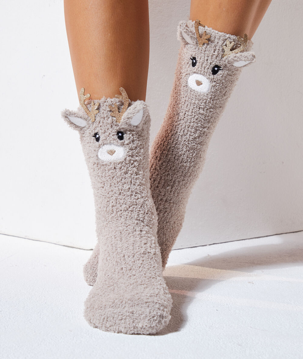 Calcetines homewear crudo.