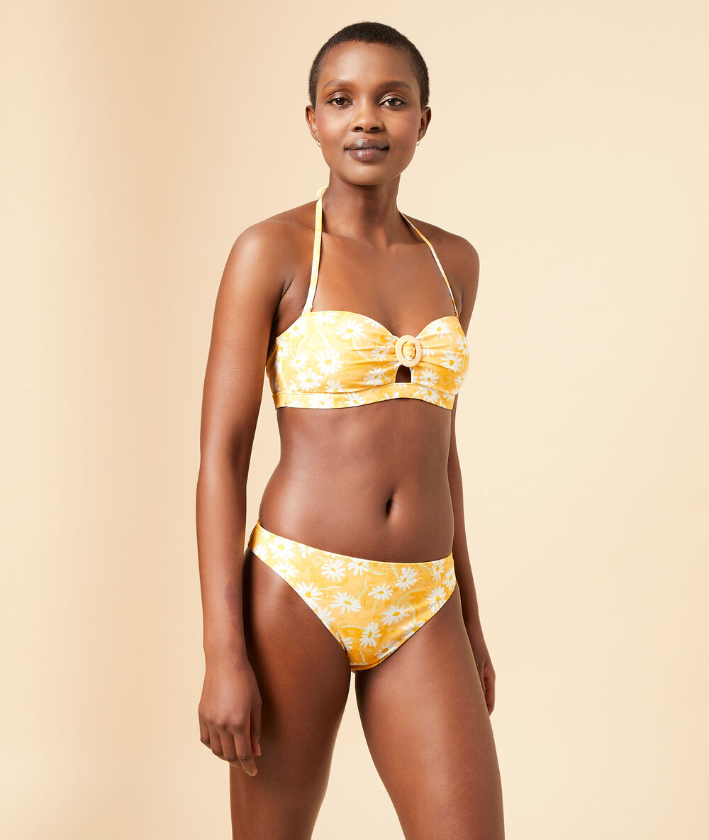 Sujetador bikini, tirantes y copas extraíbles amarillo.