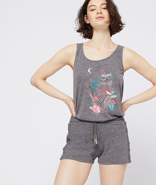 Pantal&oacute;n corto jaspeado antracita.