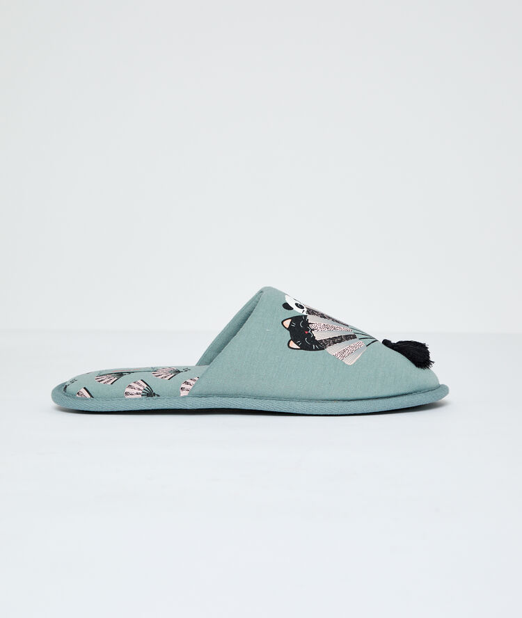 Zapatillas motivos japoneses caqui.