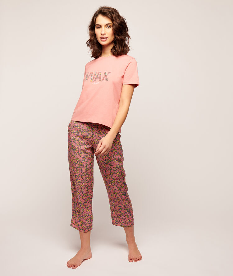 Pantalón 7/8 estampado rosa.