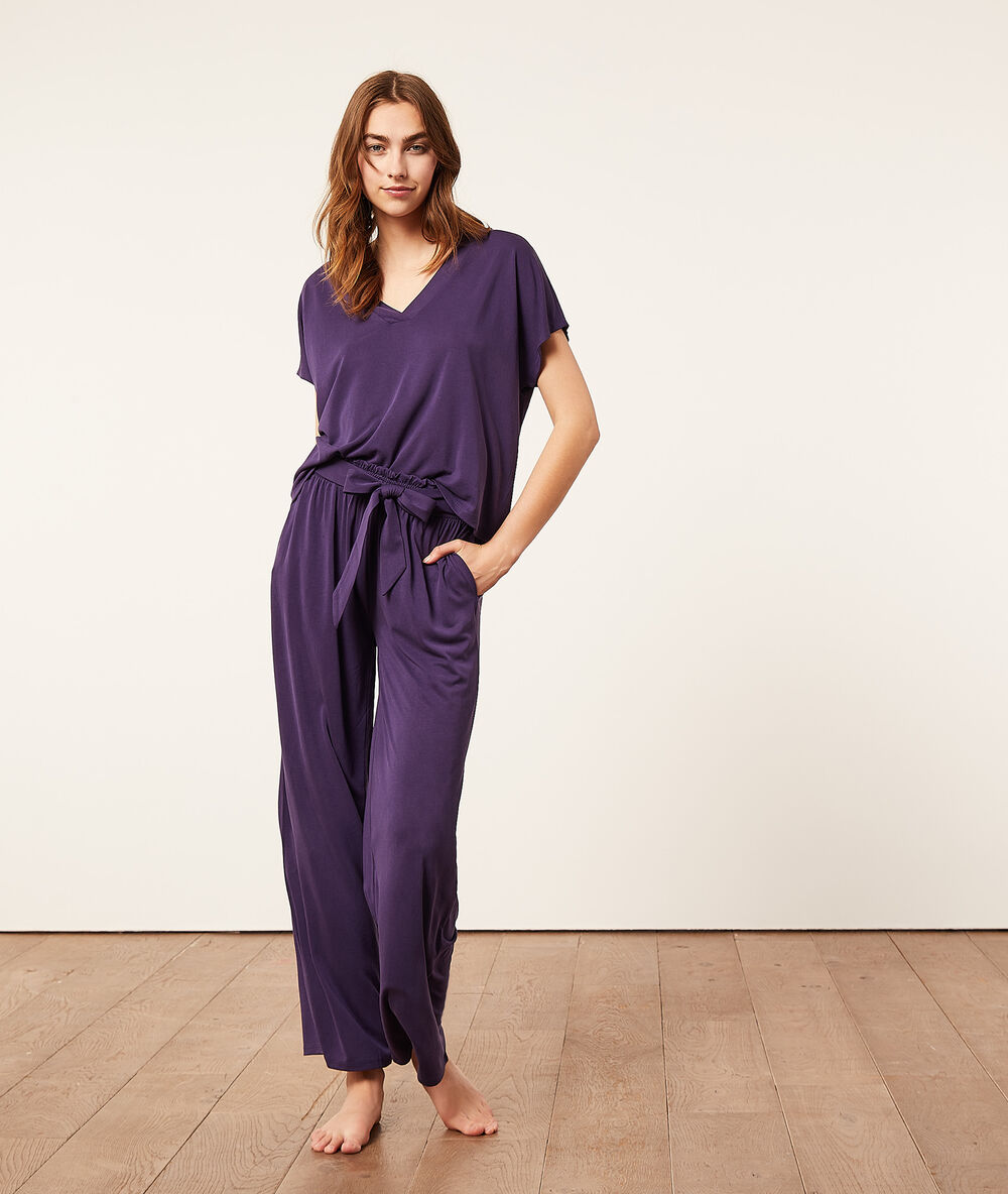 Pantalón pijama liso índigo.