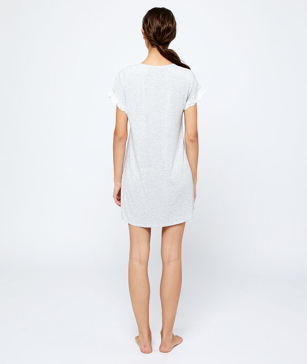 Camisón de viscosa y encaje Camisón de viscosa y encaje;${refinementColor}