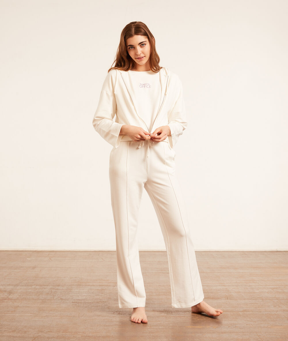 Pantalón pijama, corte recto blanco.