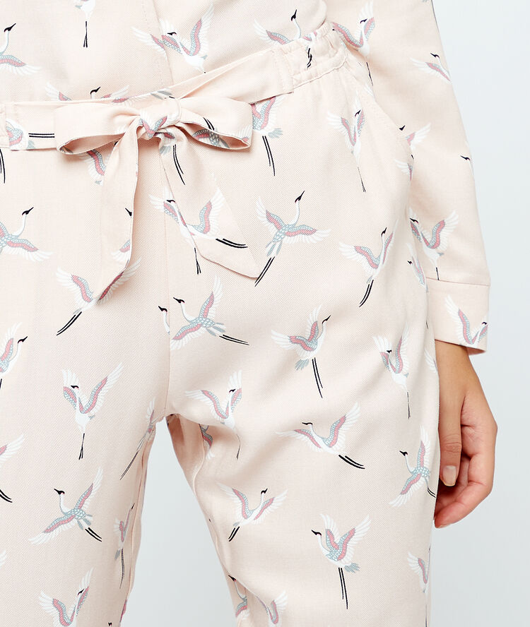 Pantalón pijama estampado pájaros rosa.