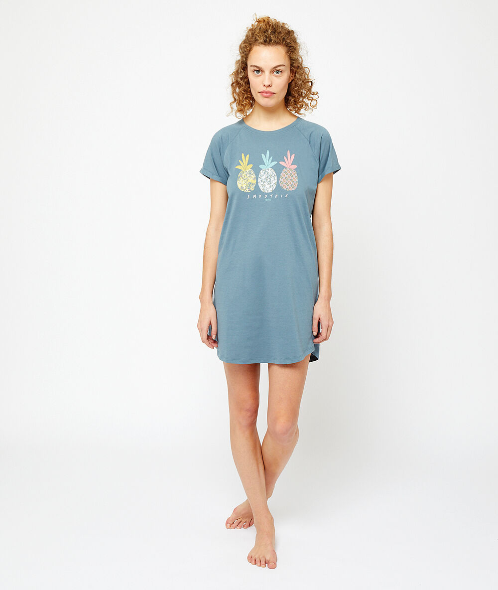 Camisón estampado piñas azul.