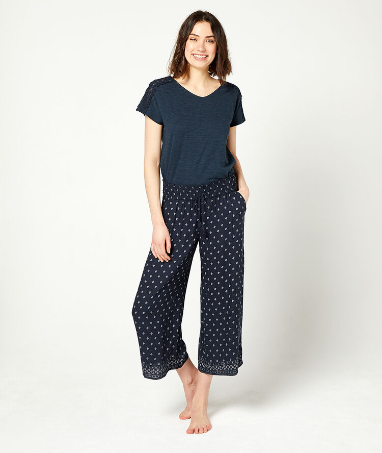 Pantalón 7/8 estampado azul marino.