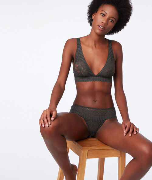 Bralette de encaje caqui.