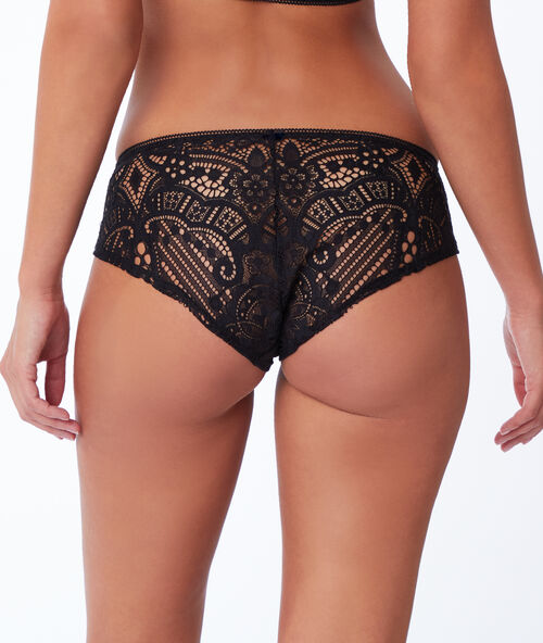 Culote de encaje y microfibra negro.