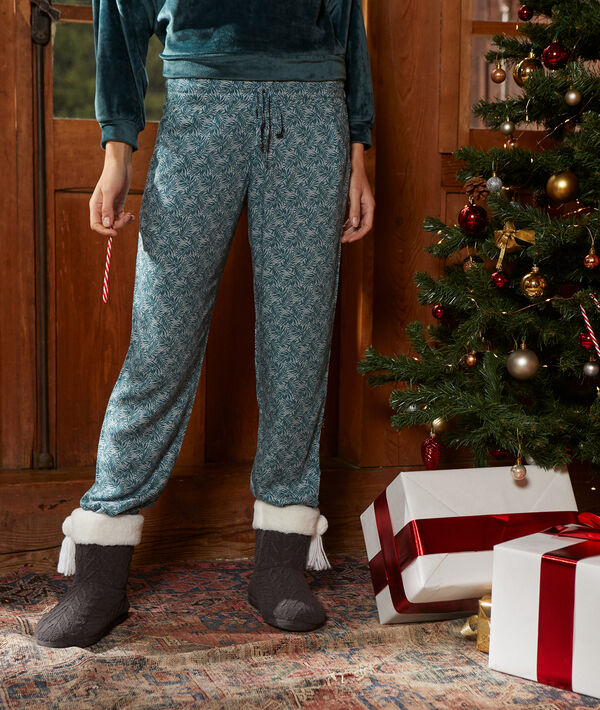 Pantalón estampado de hojas Pantalón estampado de hojas