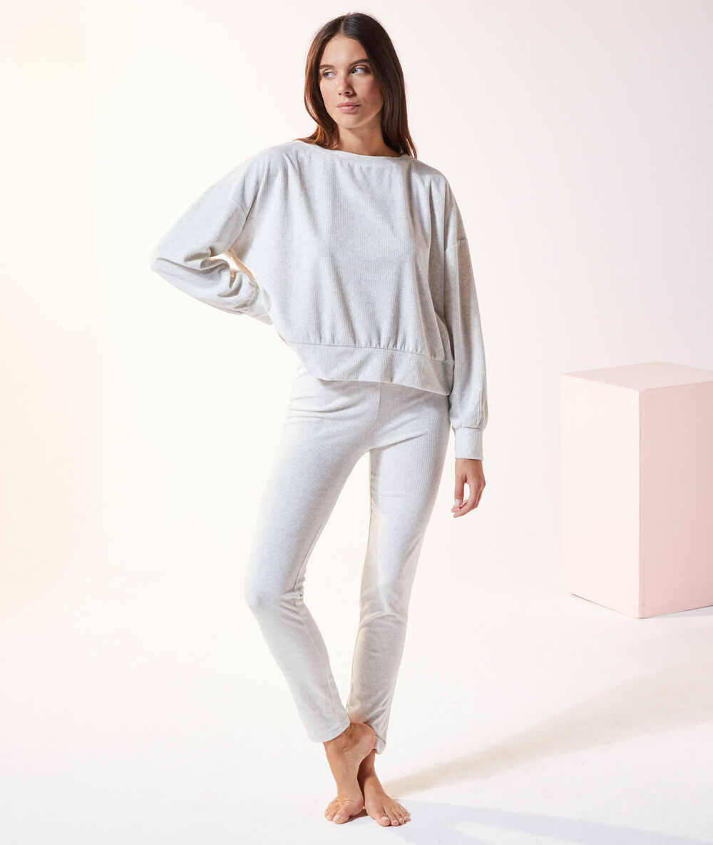 Pantalón tejido canalé c.gris.