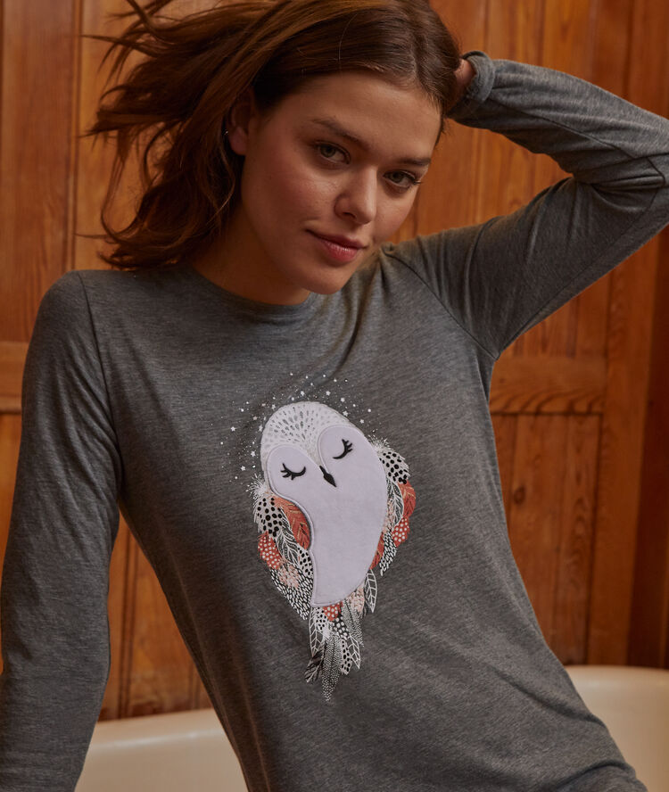 Camisón estampado búho c.gris.