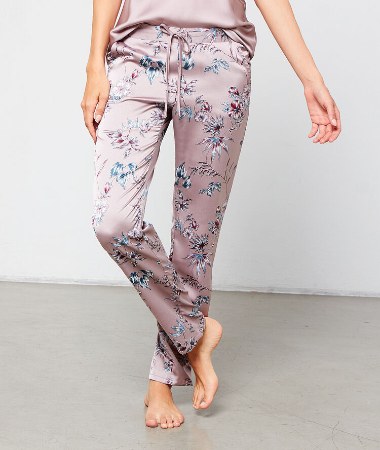 Pijama 3 prendas satinado malva.