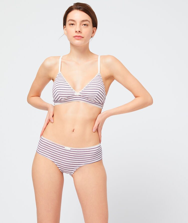 Culote de algodón, estampado finas rayas crudo.