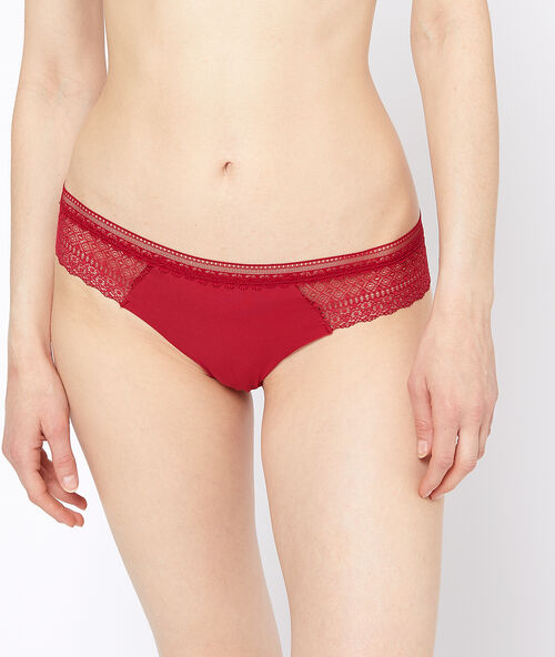 Braguita brasile&ntilde;a de microfibra y encaje rojo.