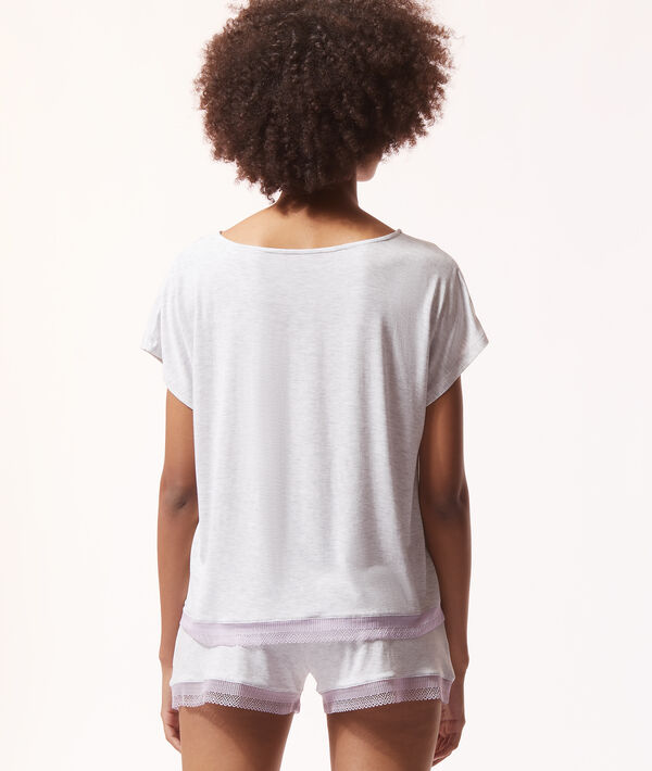 Camiseta lisa con motivos de encaje Camiseta lisa con motivos de encaje;${refinementColor}