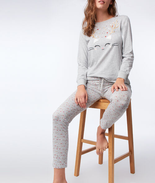 Camiseta manga larga estampado gato Camiseta manga larga estampado gato