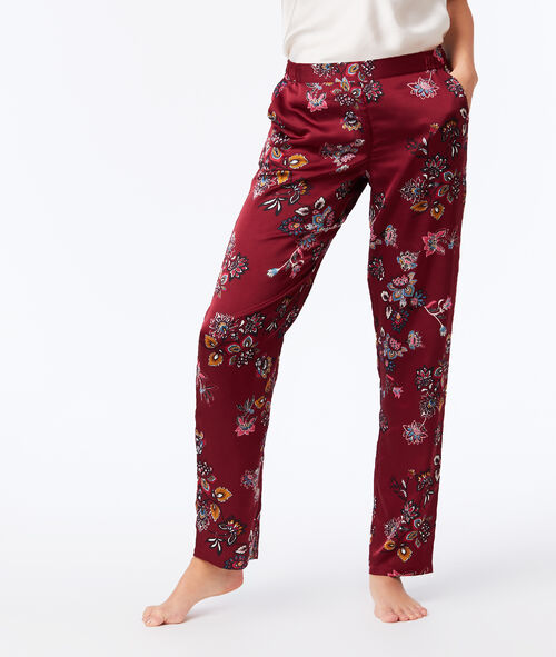 Pantalón de satén estampado floral Pantalón de satén estampado floral