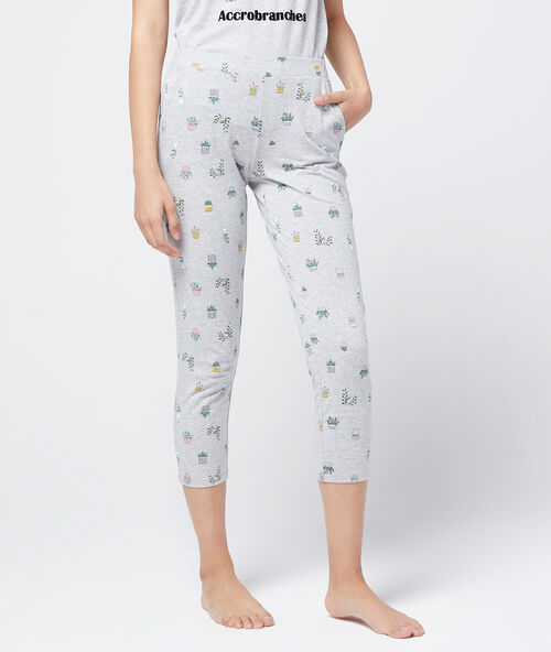 Pantalón capri estampado algodón orgánico c.gris.