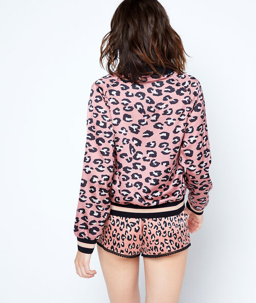 Chaqueta de satén estampado leopardo Chaqueta de satén estampado leopardo