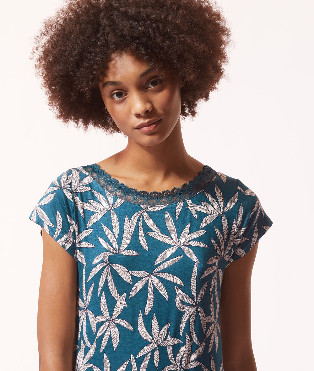 Camisón estampado turquesa.