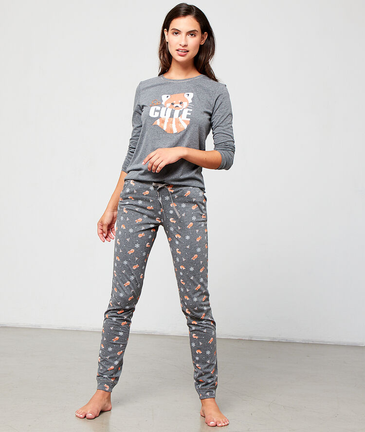 Pantalón estampado zorros antracita.