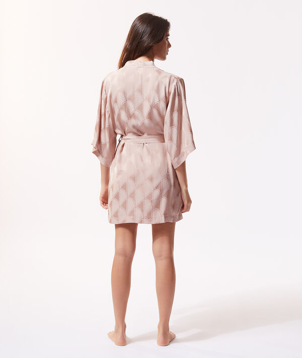 Bata tipo kimono de satén, estampado Bata tipo kimono de satén, estampado;${refinementColor}