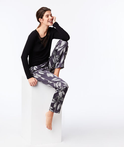 Pantalón largo estampado floral c.gris.