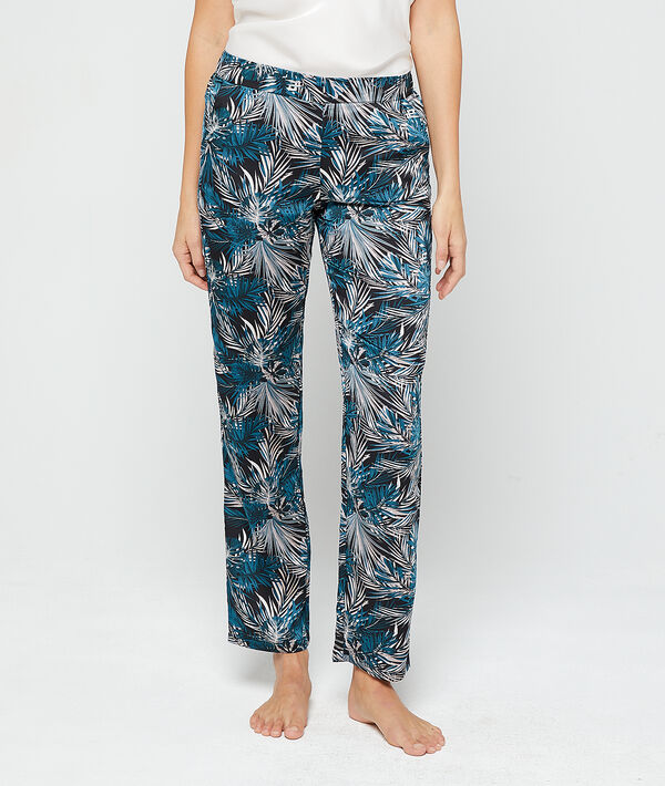 Pantalón estampado de hojas Pantalón estampado de hojas