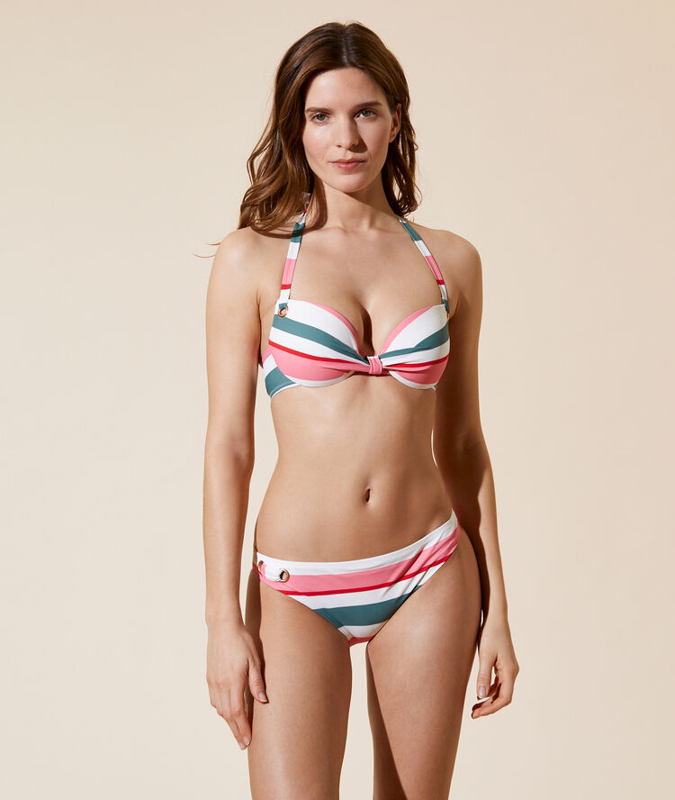 Sujetador bikini push up, estampado de rayas. copa b-c multicolor.