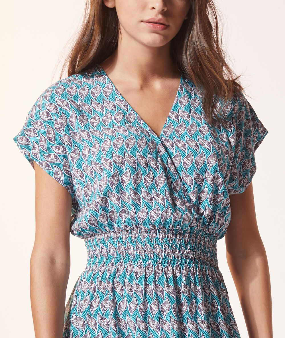 Camisón étnico estampado verde.