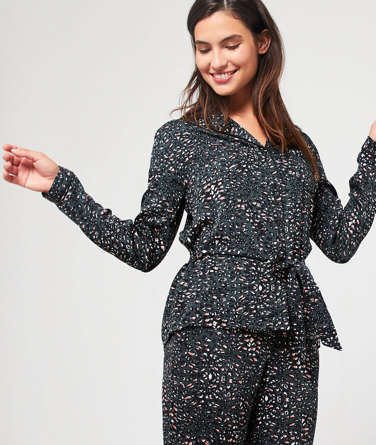 Camisa pijama estampada caqui.