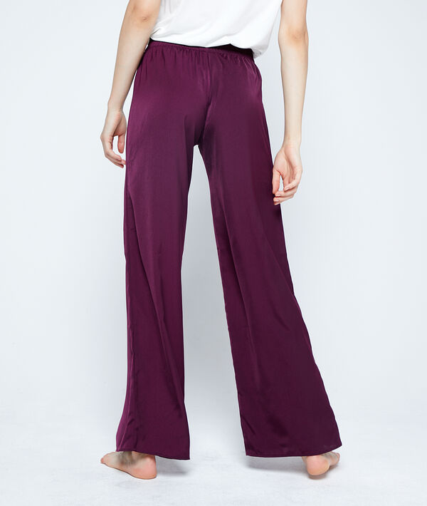 Pantalón recto de satén, cintura elástica Pantalón recto de satén, cintura elástica