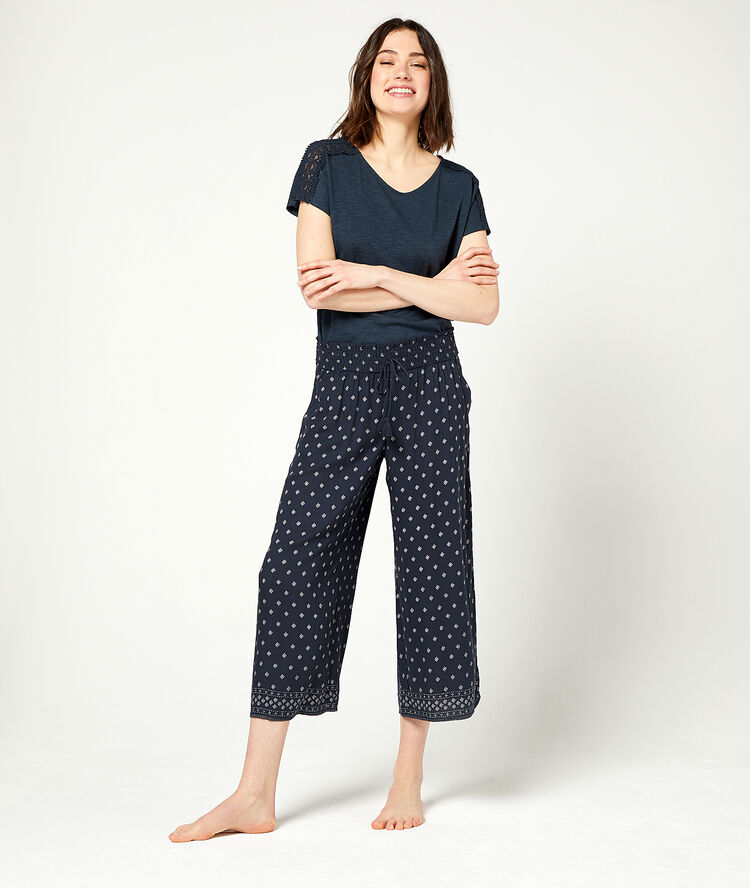 Pantalón 7/8 estampado azul marino.