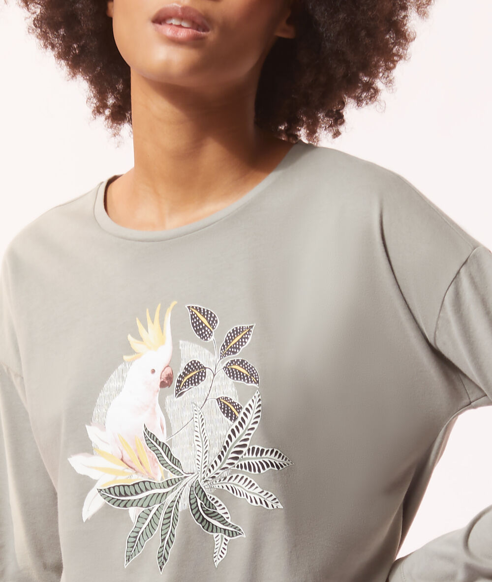 Camiseta manga larga estampada c.kaki.