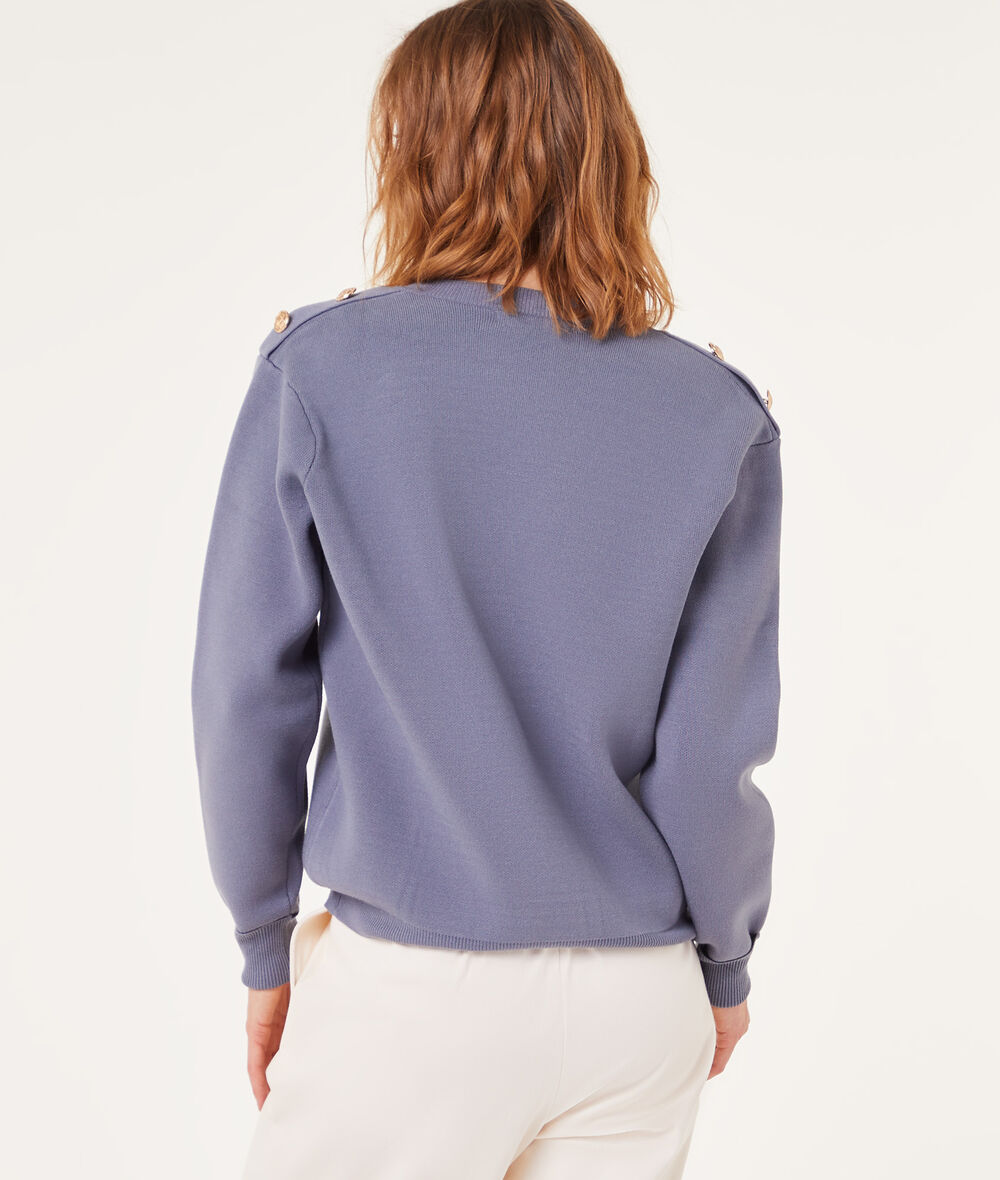 Jersey escote en V, botones decorativos;${refinementColor}