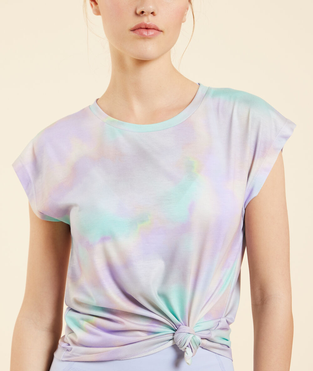 Camiseta estampado tie-dye malva.