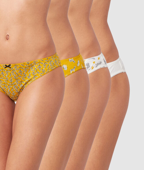 Lote de 4 braguitas de algodón estampadas Lote de 4 braguitas de algodón estampadas