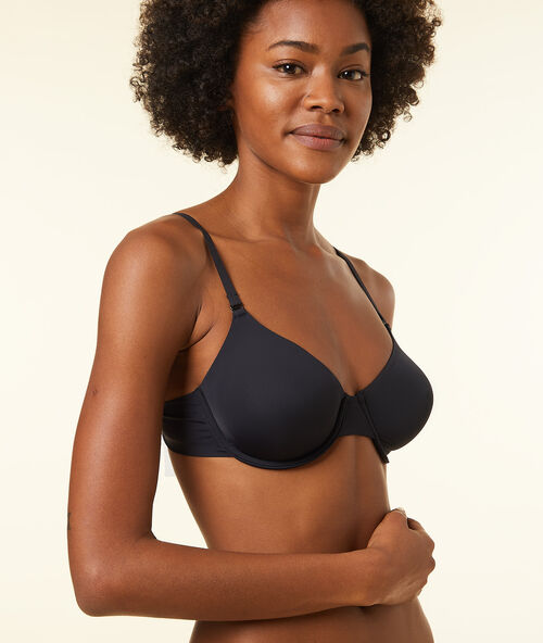 Sujetador moldeador sin relleno de microfibra. copa b-c negro.