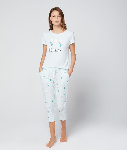 Camiseta estampado sirenas blanco.