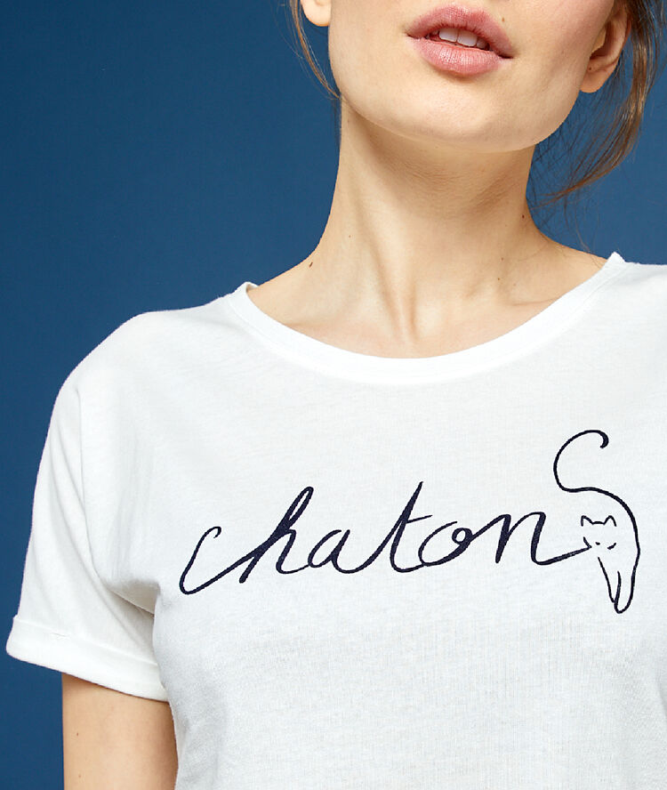 Camiseta estampado 'chaton' crudo.