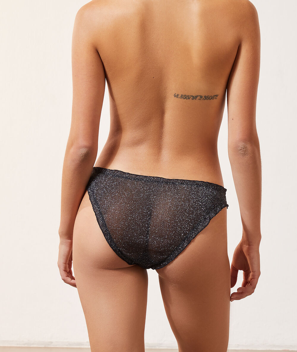Culotte en dentelle irisée noir.