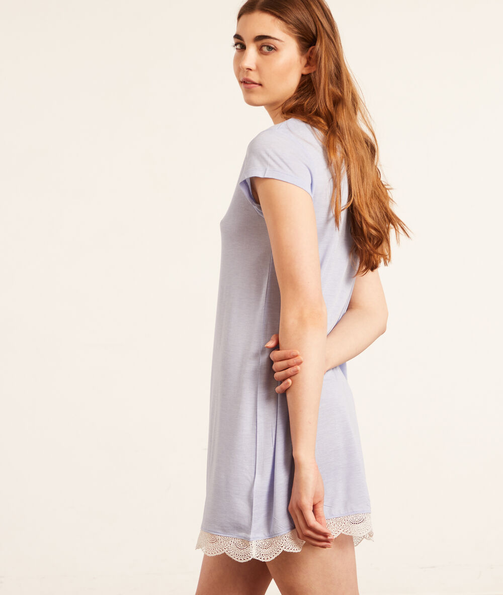 Camisón con motivos de encaje c.gris.