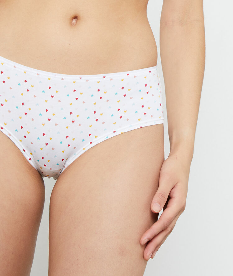 Culote de algodón estampado corazones blanco.